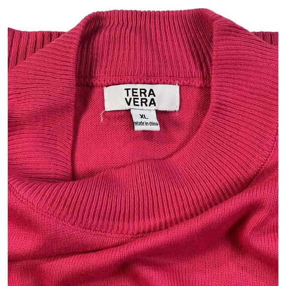 Tera Vera Womens XL Pink Sweater Rayon/Nylon Blend Crew Neck Long Sleeve Ribbed - Picture 6 of 8